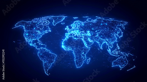 Global Connectivity Concept with Map and Travel Routes