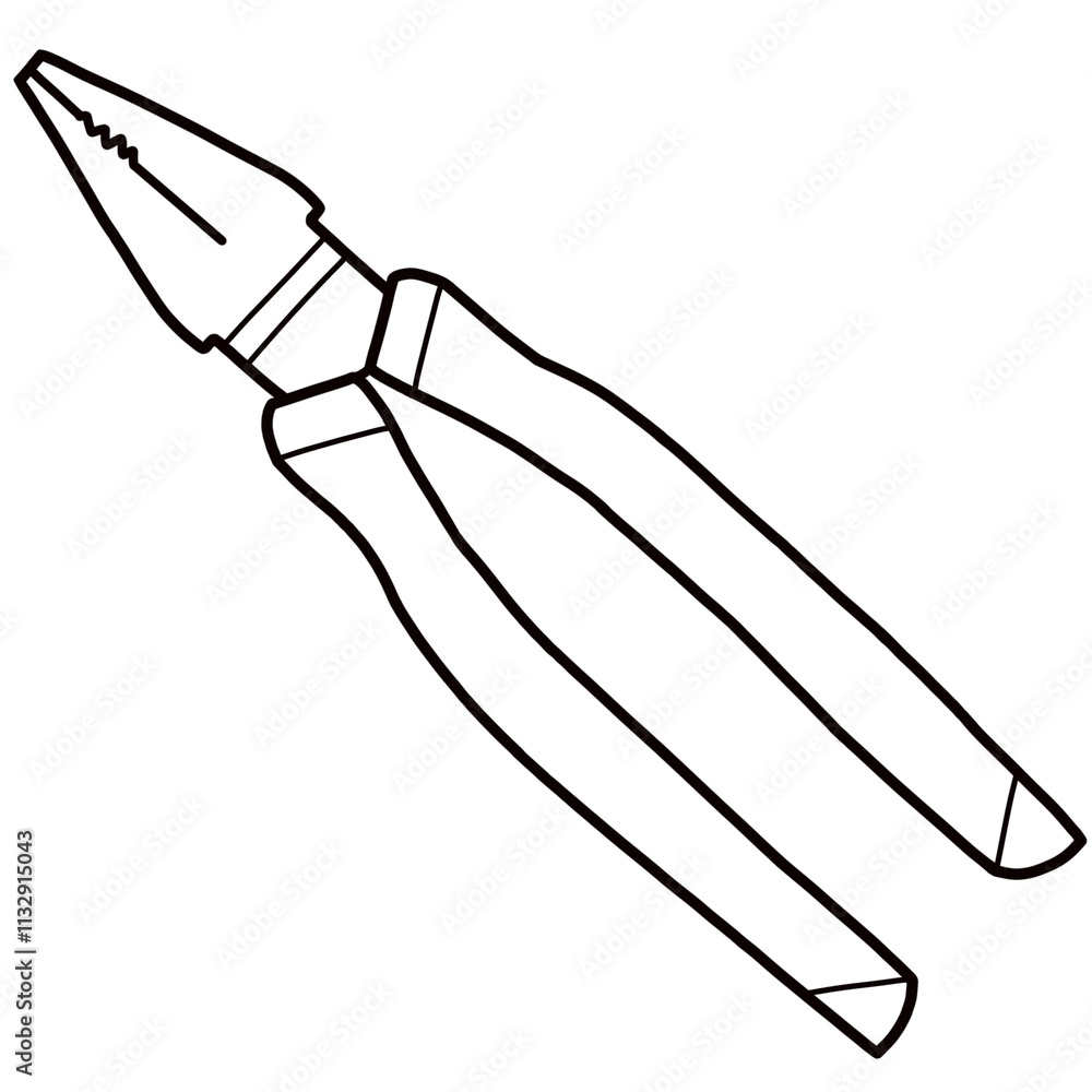 Obraz premium Line drawing illustration of various types of pliers.