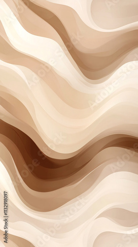 An abstract background with smooth flowing waves in warm beige tones creates a serene and calming atmosphere ideal for various design projects