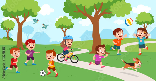 little kids playing in the playground with friends