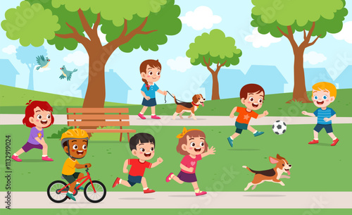 little kids playing in the playground with friends