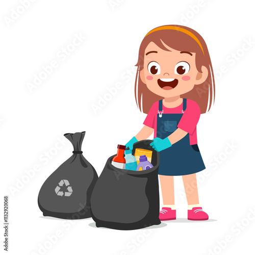 kid pick plastic bottle for cleaning