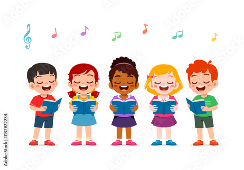 little kids sing choir together with friends