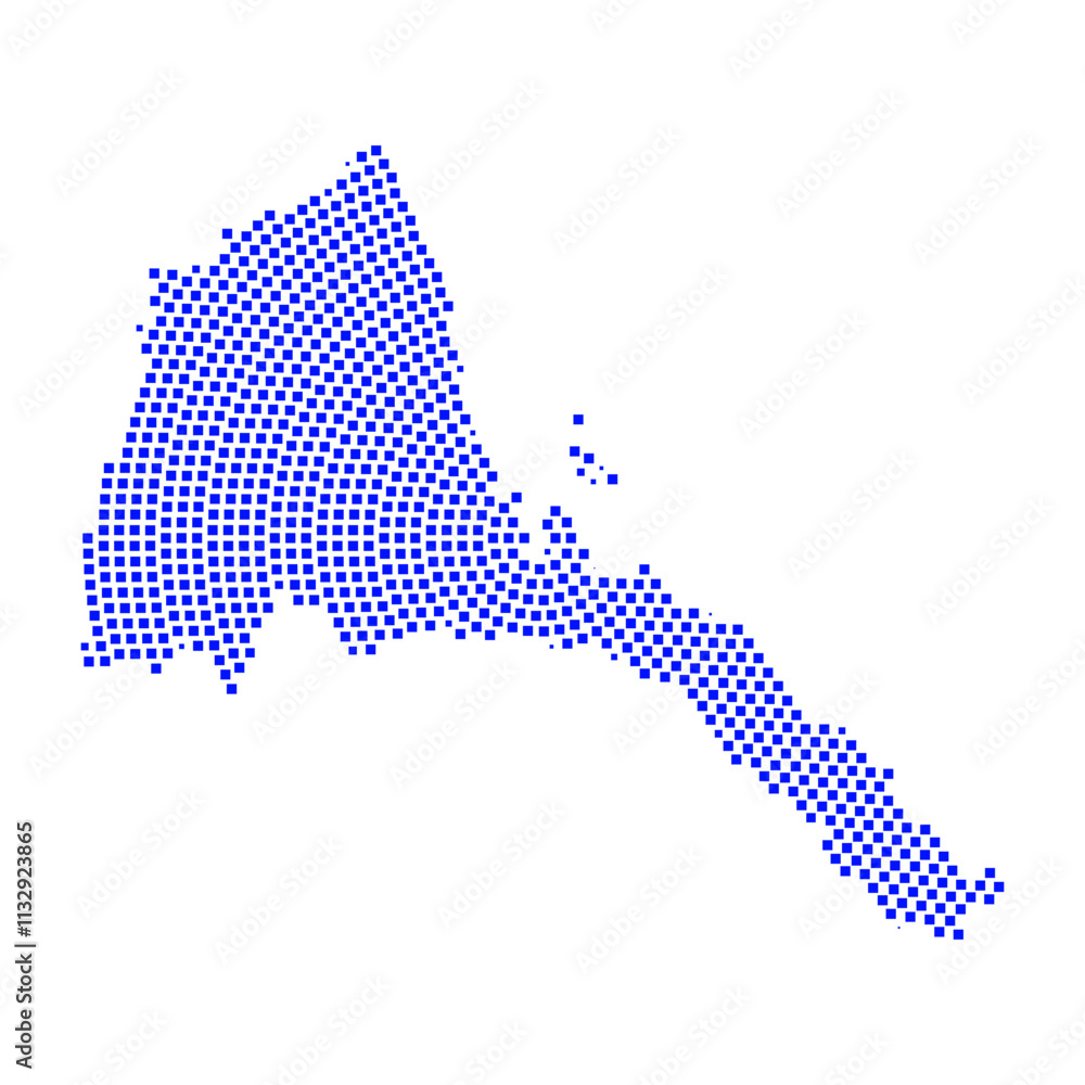 Fototapeta premium Abstract graphic Eritrea map from pixel blue on a white background. Vector illustration. 