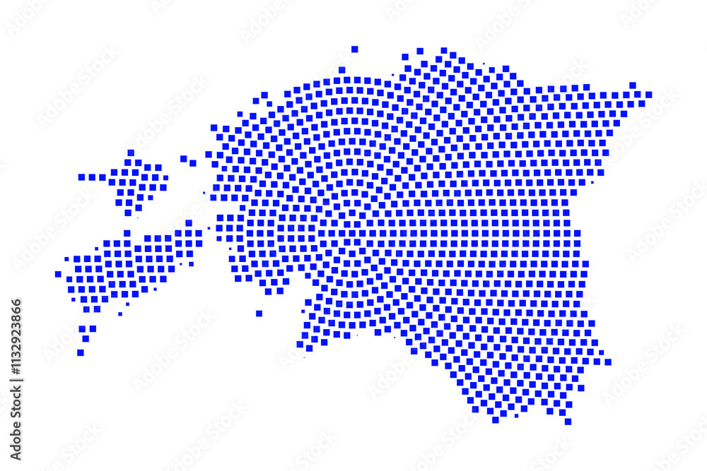Obraz premium Abstract graphic Estonia map from pixel blue on a white background. Vector illustration. 