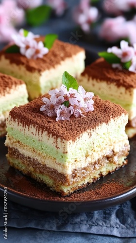 Wallpaper Mural A delicious layered dessert topped with flowers and mint leaves. Torontodigital.ca