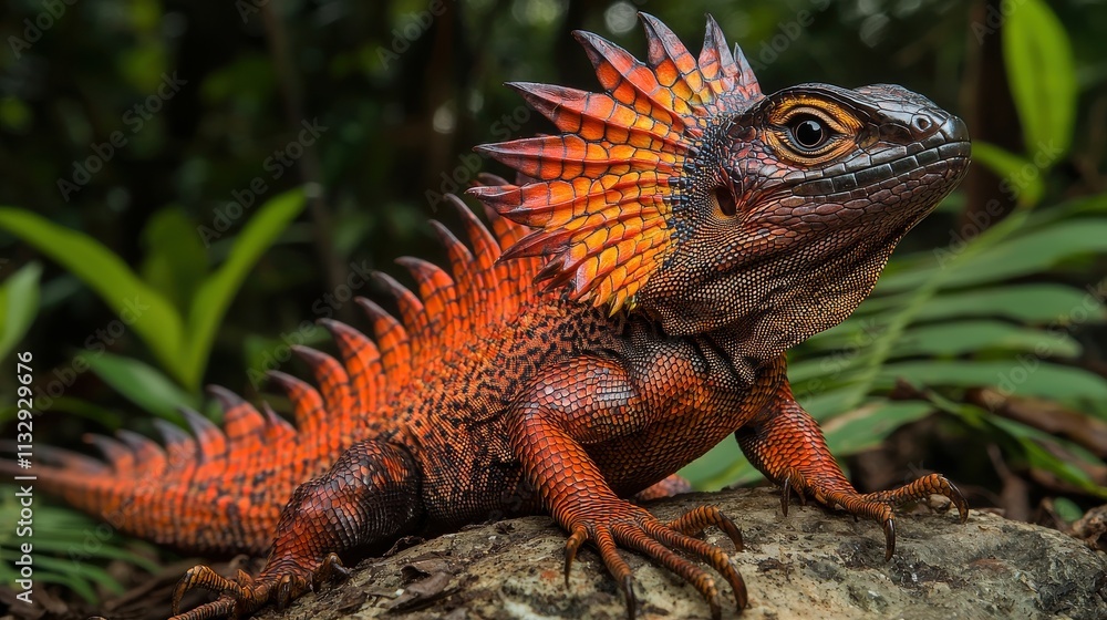 Fototapeta premium Dramatic Close-Up of Frilled Lizard in Nature