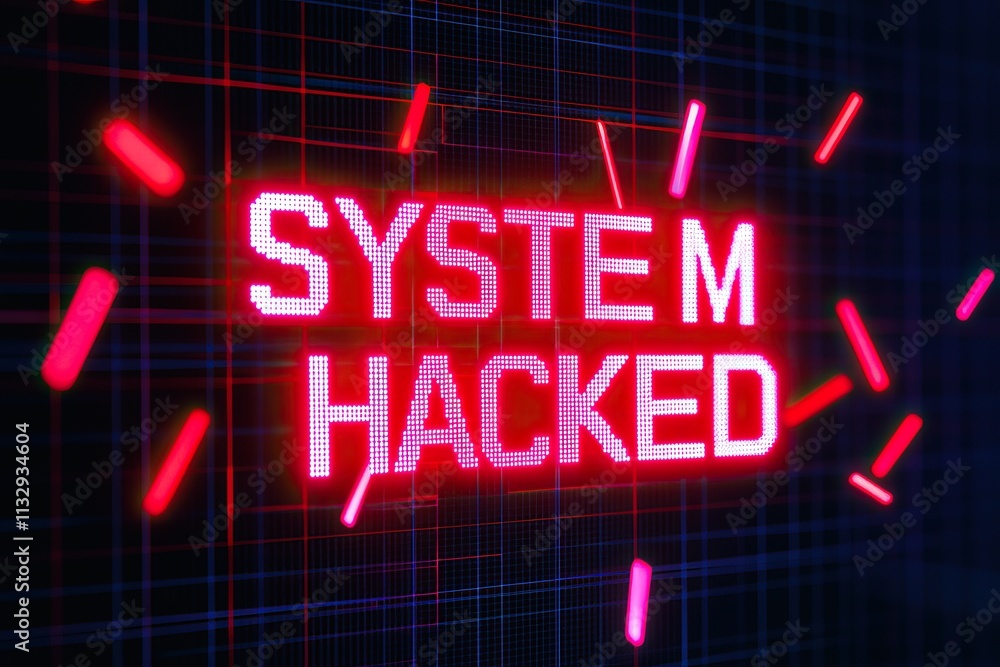 Fototapeta premium A bright digital alert reads 