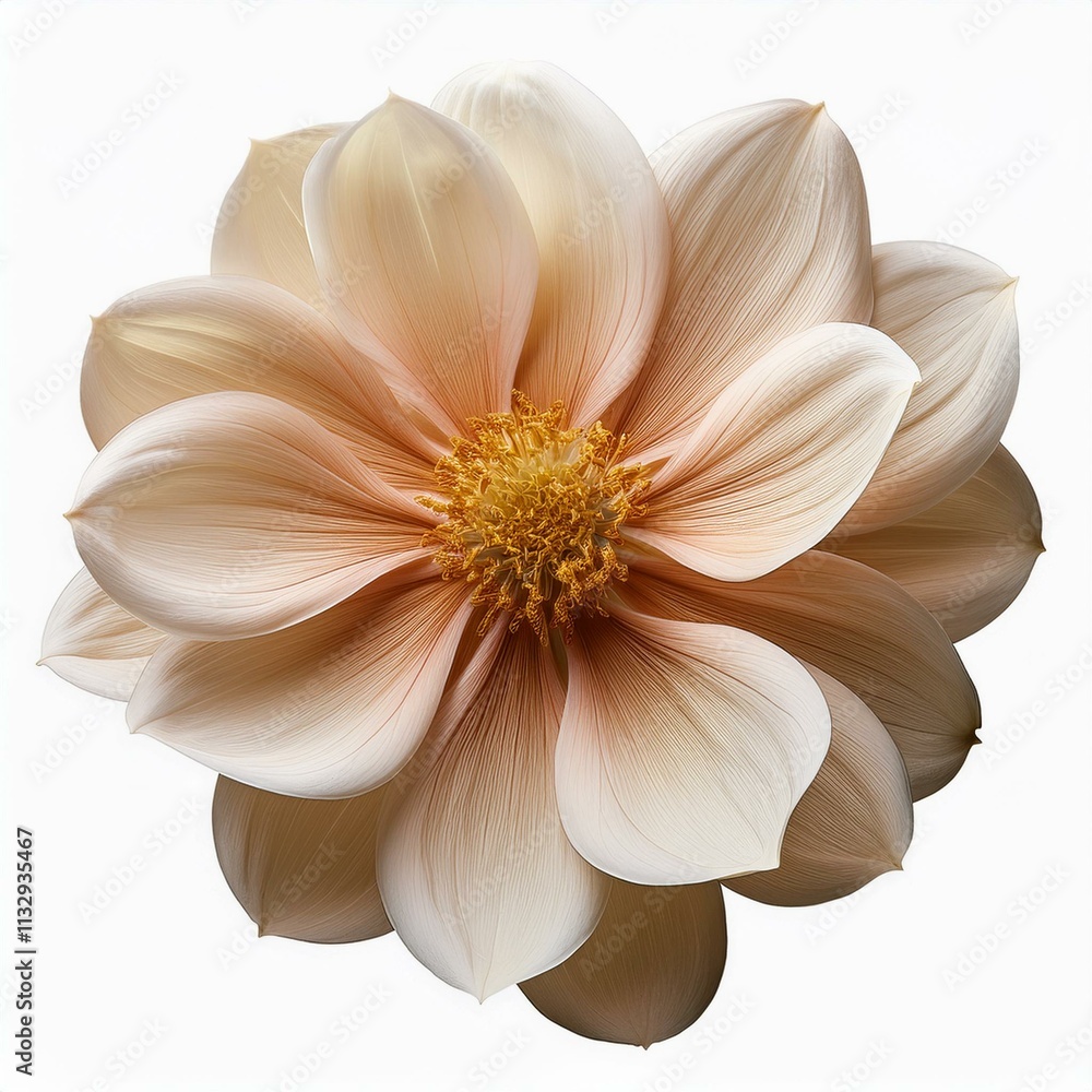 Fototapeta premium Floating Beauty: Beige Flower Isolated on Transparent Canvas