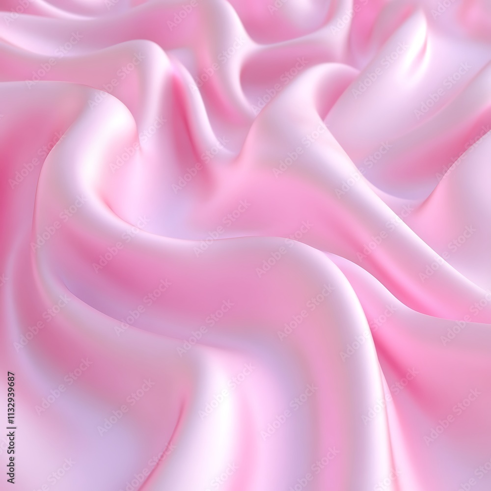 Obraz premium Abstract 3D pink soft fabric smooth curve shape isolated on transparent. PNG.