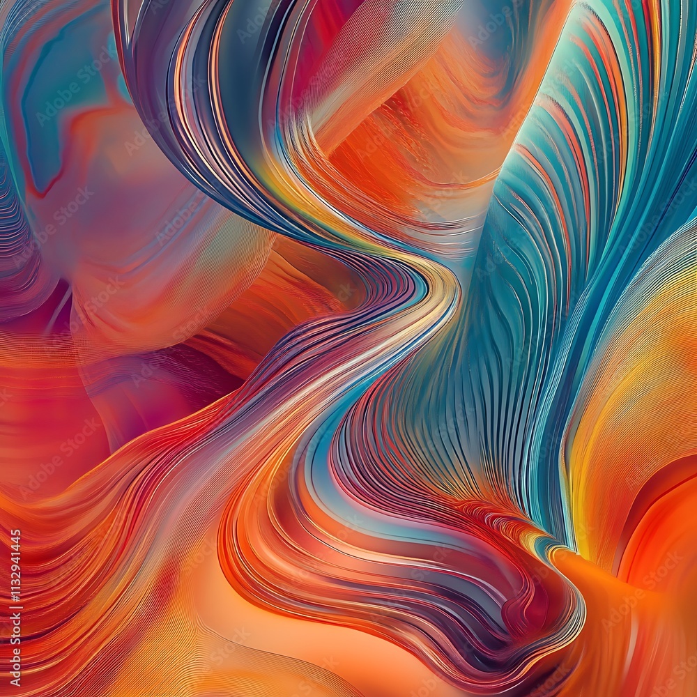 Fototapeta premium Mesmerizing fluid waves of vibrant chromatic gradient isolated on transparent. PNG.