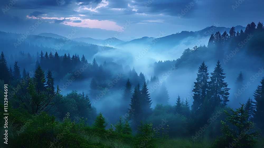 Obraz premium Black forest landscape at the dawn, germany