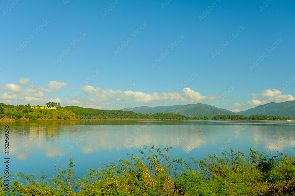 Obraz premium landscape with lake and mountains, in Gia Lai, Viet Nam