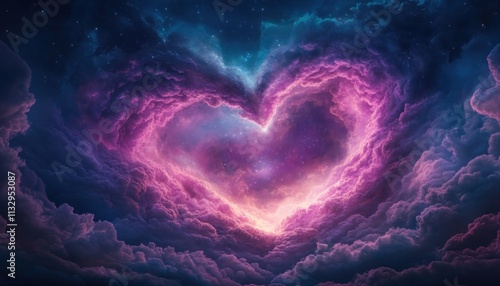 Discover the infinite possibilities of love with this mesmerizing abstract colorful galaxy image, where spiraling stars form a heart of hope This artwork radiates optimism and invites viewers to
