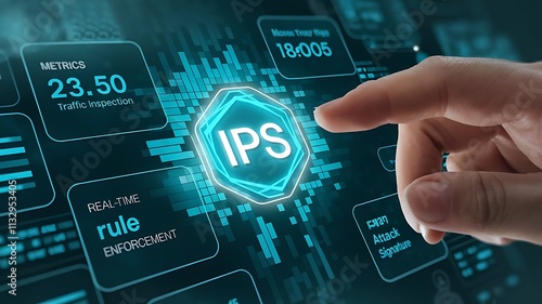 businessman pressing virtual button IPS, intrusion prevention system programming interface. cloud computing concept, cloud technology, Saas, Paas, Iaas. AWS Services

