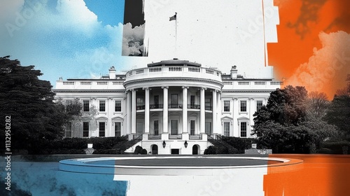 Creative artistic collage of the White House.
