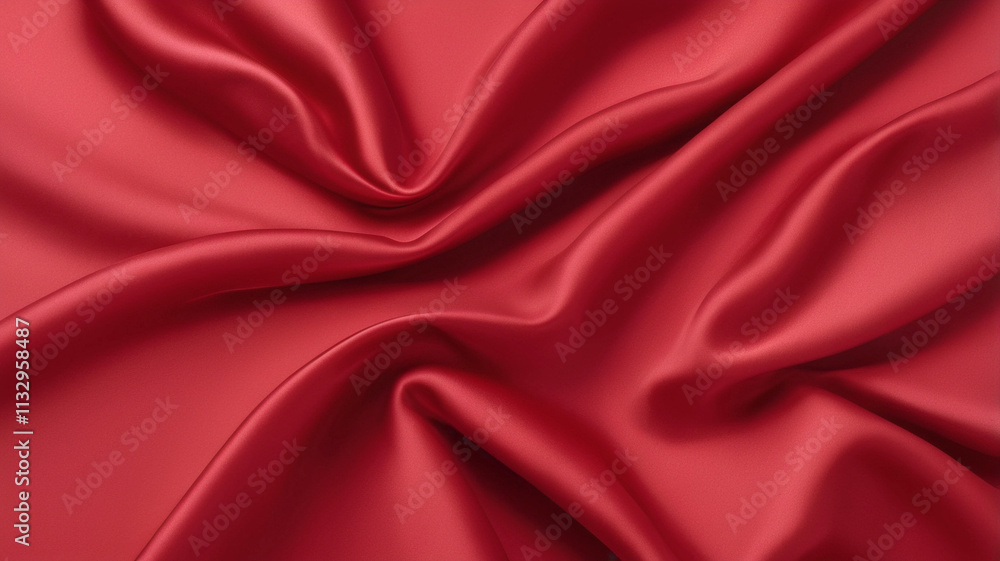 Obraz premium A close-up view of red silk material showcasing its soft folds and elegant, smooth texture. Perfect for fashion, backgrounds, or premium fabric displays.