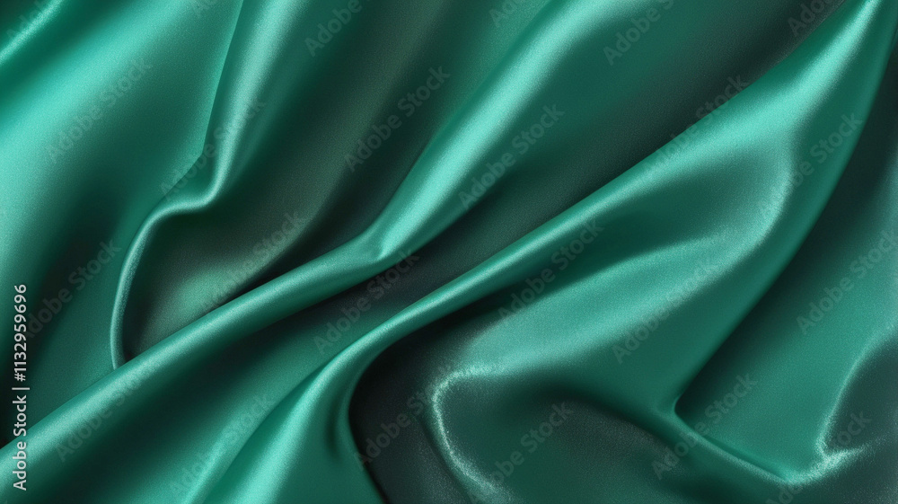 Obraz premium Vibrant green silk with a soft sheen and flowing folds, exuding elegance, style, and luxury, ideal for fashion, design, or décor visual concepts.