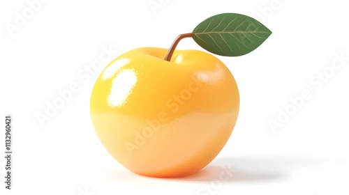 3D Yellow peach icon on a white background