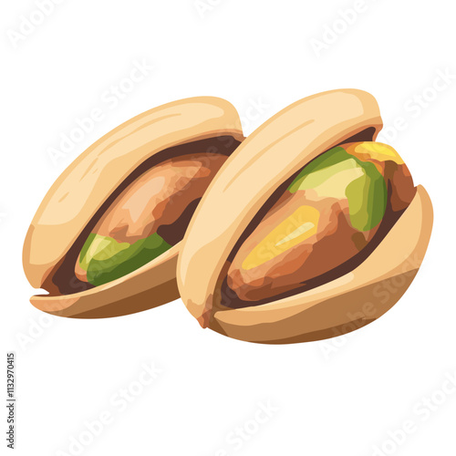 Green organic, natural vegetarian pistachio nut food vector illustration pistachio nut food set cartoon. healthy seed, ingredient snack, brown nutshell