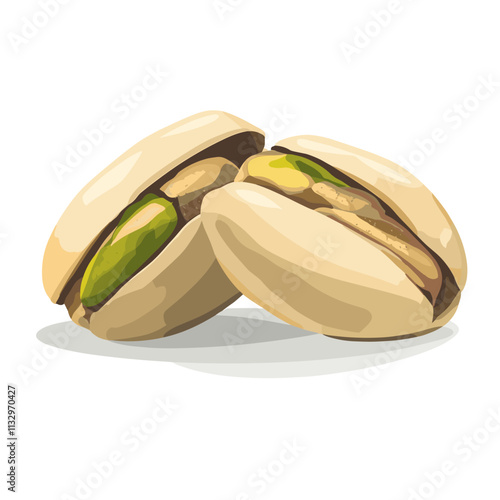 Green organic, natural vegetarian pistachio nut food vector illustration pistachio nut food set cartoon. healthy seed, ingredient snack, brown nutshell