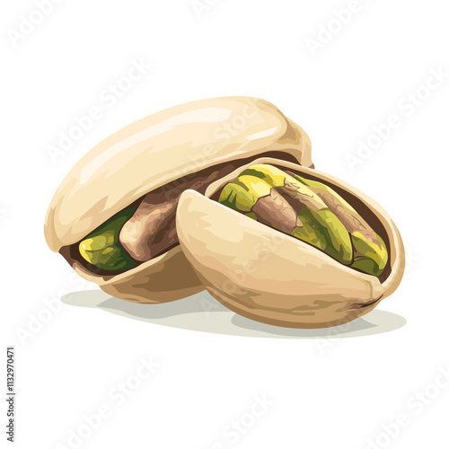 Green organic, natural vegetarian pistachio nut food vector illustration pistachio nut food set cartoon. healthy seed, ingredient snack, brown nutshell