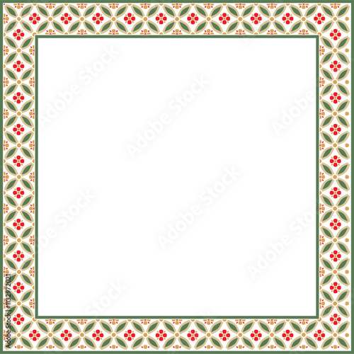 Vector colorful Chinese rectangle, frame. Square ornaments of oriental peoples, korea, taiwan, china, hong kong, indonesia