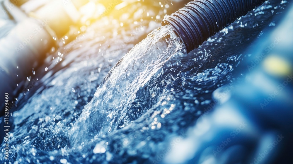 Water Flowing from Hose in Sunlight Water Flowing from Hose in Sunlight