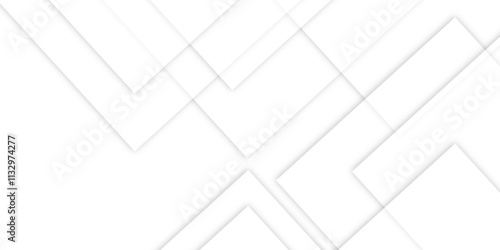 Abstract white background design with layers of textured white transparent material in triangle and squares shapes. White color technology concept geometric line vector white light grey background.	