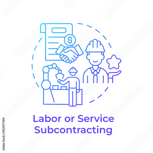 Labor or service subcontracting blue gradient concept icon. Outsourcing specialized work. Workforce management. Round shape line illustration. Abstract idea. Graphic design. Easy to use in article