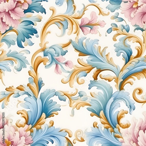 Elegant rococo floral pattern decorating a classic background
