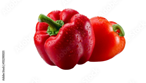 Capsicum with Water Droplets and Reflections on a White Background photo