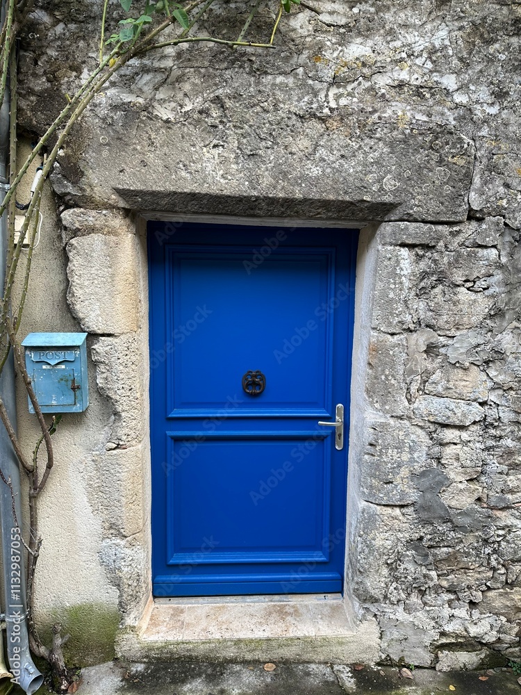 porte en bois bleu