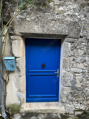 Obraz na płótnie porte en bois bleu w salonie