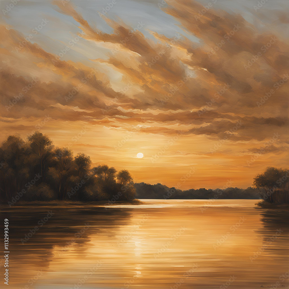 Obraz premium sunset on the river