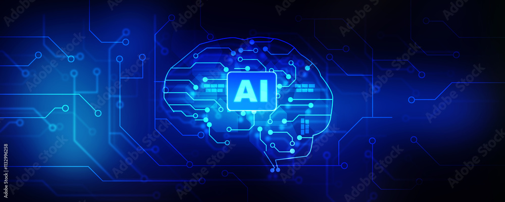 Fototapeta premium 2d illustration Artificial Intelligence (AI) concept