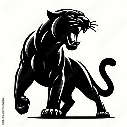 angry panther logo, angry panther silhouette vector, angry panther illustration vector black and white