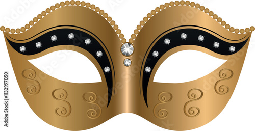 Venice carnival mask isolated on transparent background.