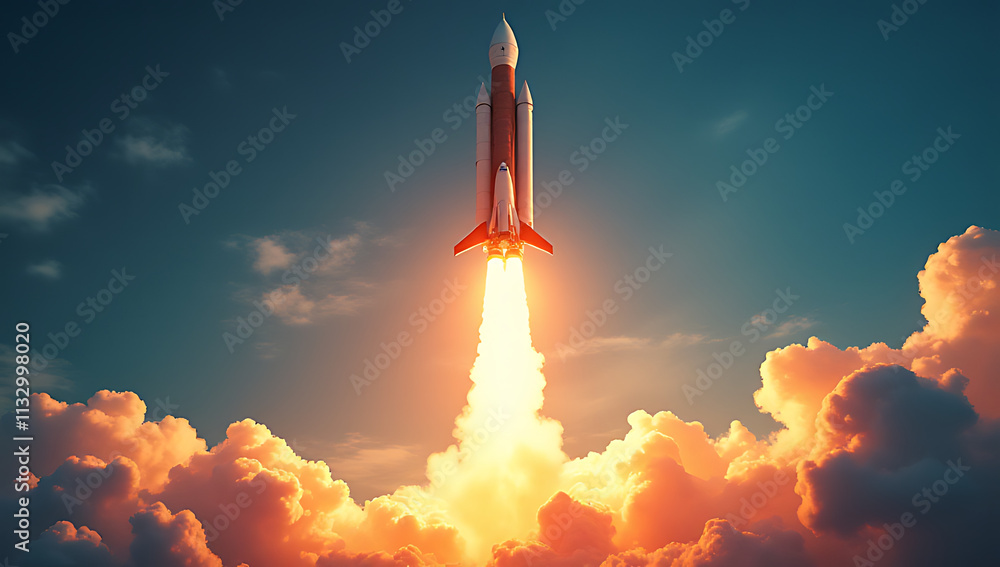 Fototapeta premium Rocketing business ideas inspire innovative concepts and propel entrepreneurs towards achieving their goals of ultimate success and prosperity._00001_