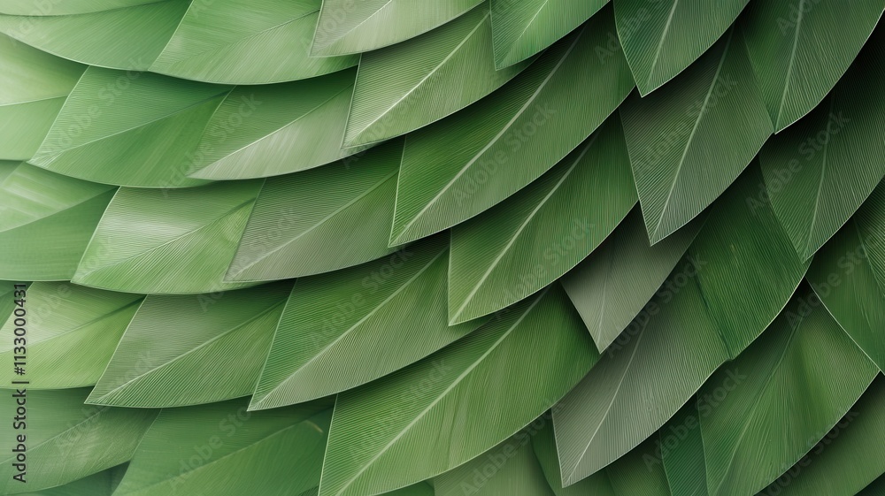 Obraz premium Textured green leaves arranged in layers.