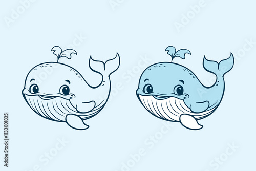 Cute cartoon dolphin Mascot logo and vector illustration