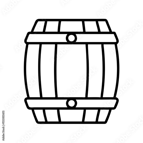 oak wine barrel icon, wine day line art, wine icon - simple black line art icon of oak wine barrel, for wine day celebrations. wine vector art.