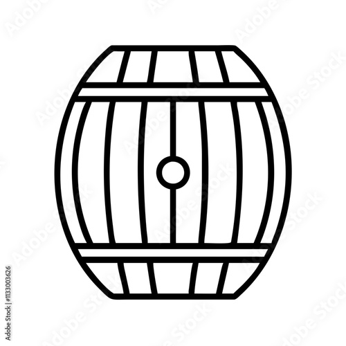 oak wine barrel icon, wine day line art, wine icon - simple black line art icon of oak wine barrel, for wine day celebrations. wine vector art.