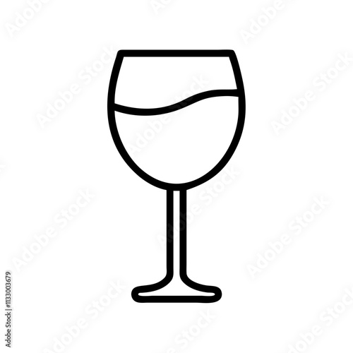 ros glass icon, wine day line art, wine icon - simple black line art icon of ros glass, for wine day celebrations. wine vector art.