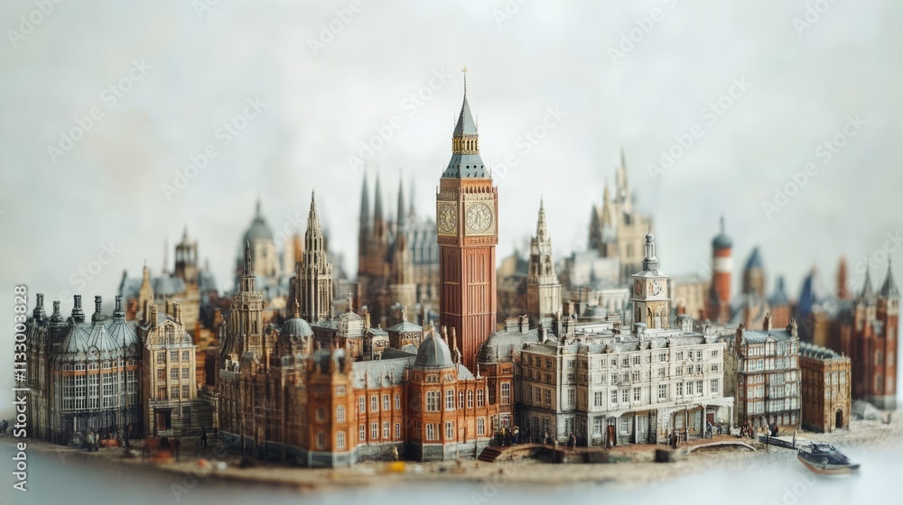Fototapeta premium miniature of classic england on white background