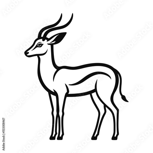 Elegant Antelope Vector Illustration – Minimalist Line Art Design for Wildlife Projects photo