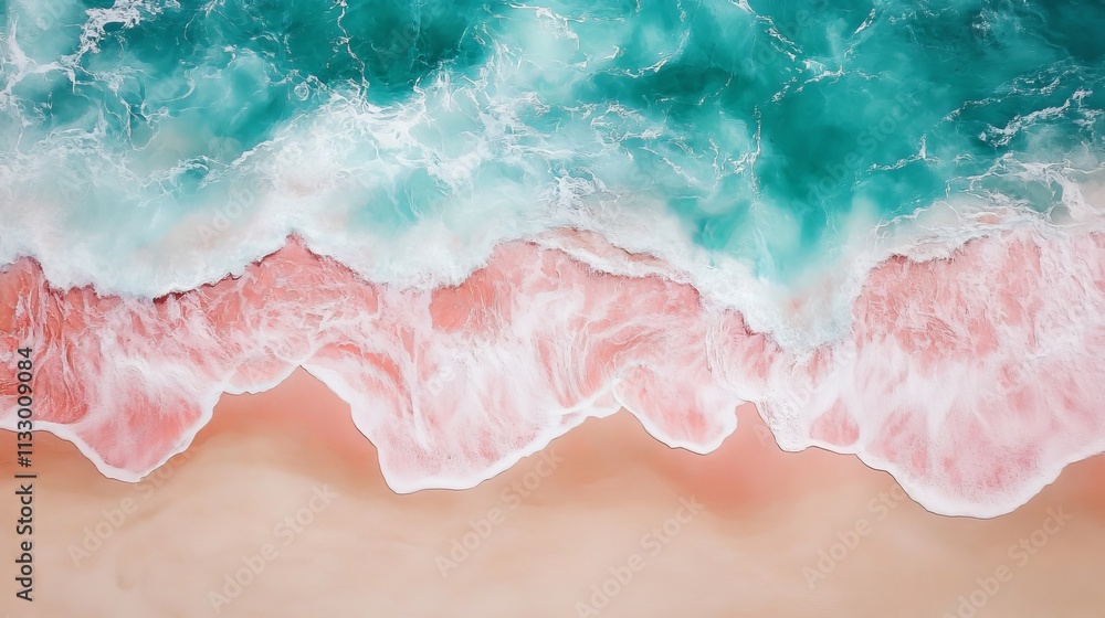 Obraz premium soft sand, ocean waves, peaceful beach