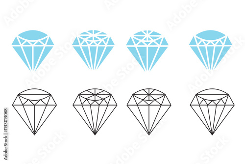 Diamond set icon. Vector illustration. Simple flat icon