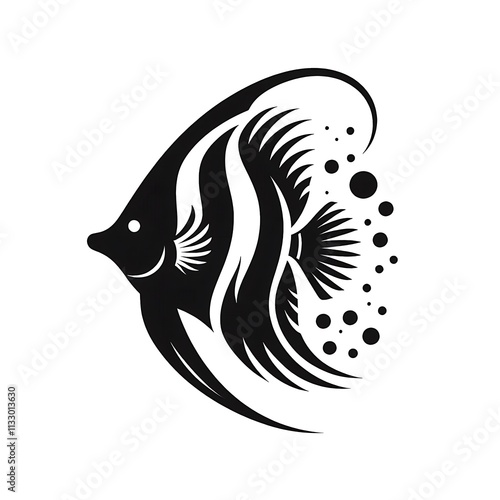 fish illustration, Angelfish logo vector, Angelfish vector illustration design, Angelfish silhouette vector black and white photo