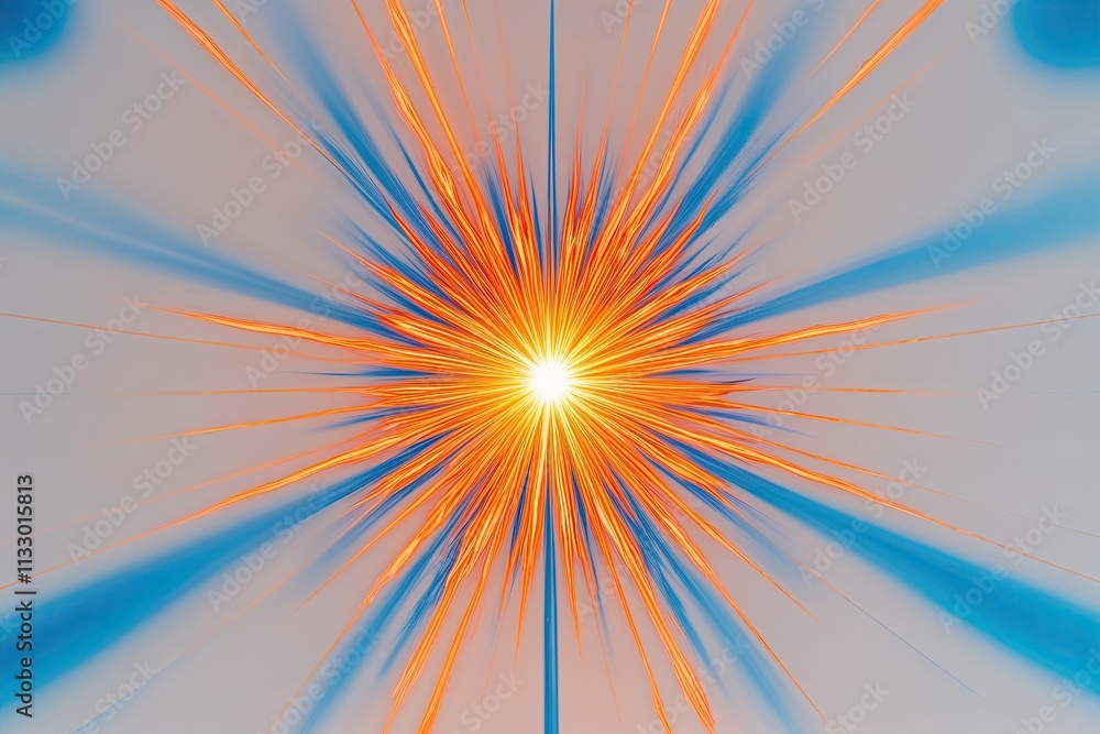 Obraz premium Vibrant Orange and Blue Electric Glow Isolated on Clean White Background